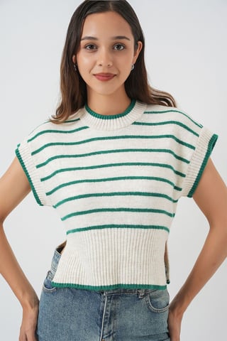 Striped Knit Sweater Vest
