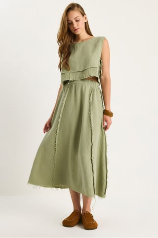 Textured Blouse & Skirt Muslin Fabric Two-Piece Set