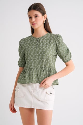 Frilly Crew Neck Blouse