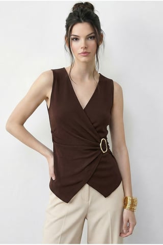 Accessory Detailed V-Neck Wrap Top