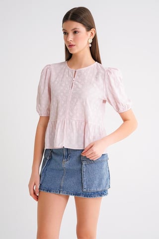 Frilly Crew Neck Blouse
