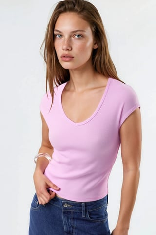 V-ringad Ribbad Blus