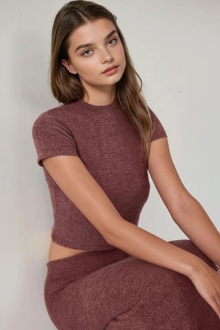 Slim Fit Stickad Crop Blus