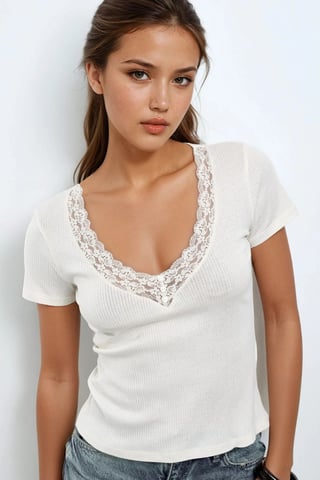 V-Neck Blouse with Lace Detail