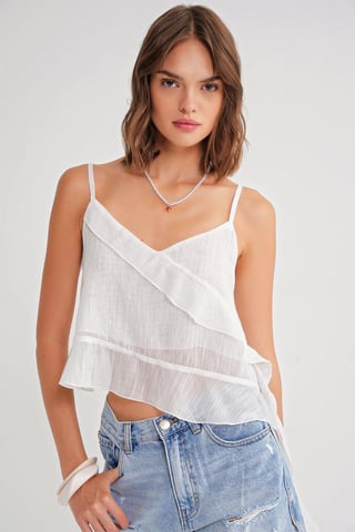 Frilly Textured V-Neck Crop Top