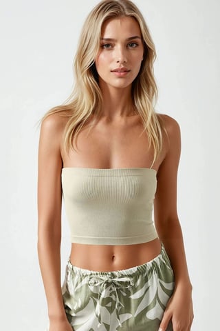 Slim Fit Strapless Ribbed Crop Top