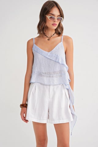 Frilly Textured V-Neck Crop Top