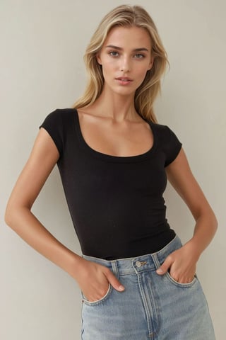 Slim Fit Scoop Neck Ribbed Crop Top