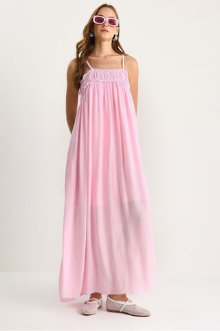 Embroidered Square Collar Maxi Dress