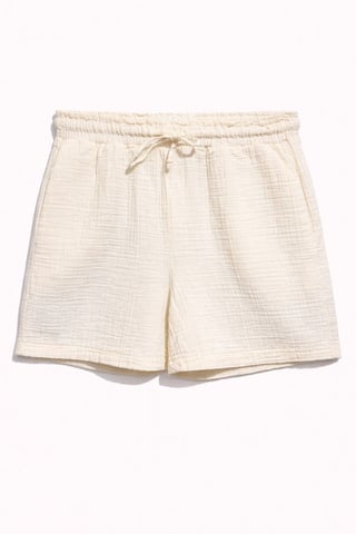 High-Waisted Textured Cotton Shorts