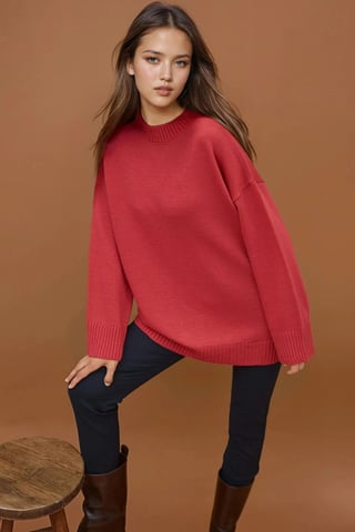 Tjockstickad Crew Neck Långtröja