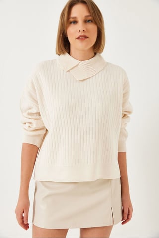 Ribbed Shawl Collar Sweater