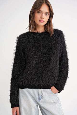 Soft Plush Textured Knit Sweater