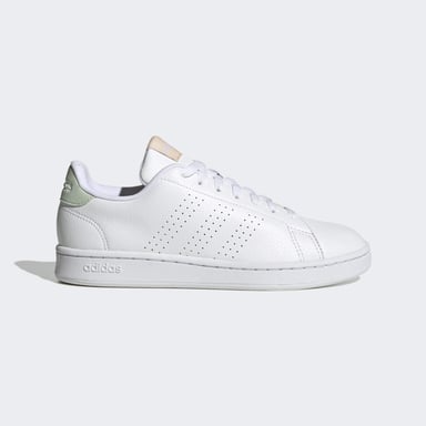 Women's adidas Advantage Lace Up Low Top Sneakers in .White/ White