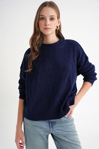 Ribbed Knitwear Pullover Sweater with Hair Braid Pattern