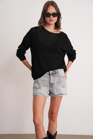 Oversized Boat Neck Knit Sweater