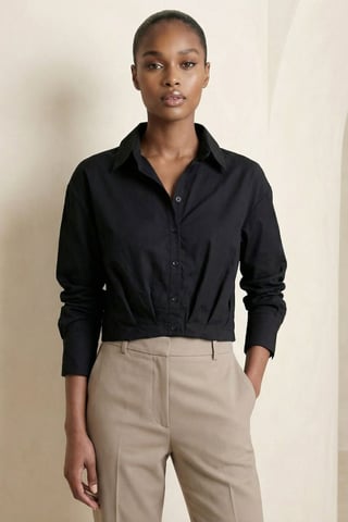 Casual Button-Up Crop Shirt