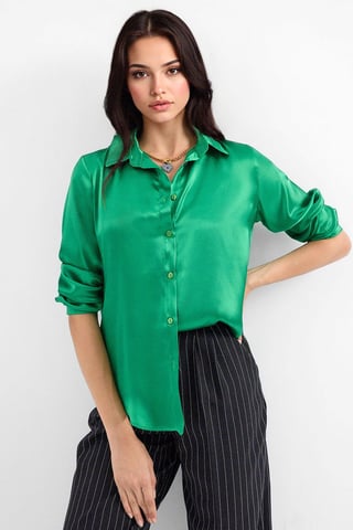 Satin Long Sleeve Button Up Shirt