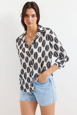 Satin Long Sleeve Button Up Shirt