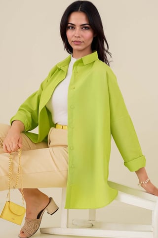 Relaxed Fit Poplin Shirt with Button Closure