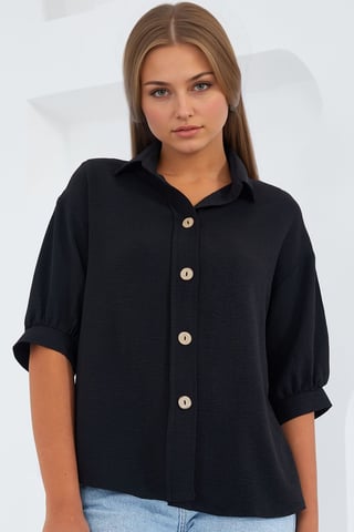 Oversized Crepe Shirt with Button Closure