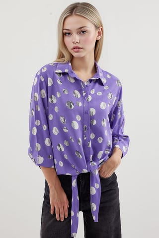 Printed Viscose Shirt with Bow