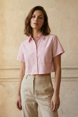 Button-Up Pocket Crop Shirt