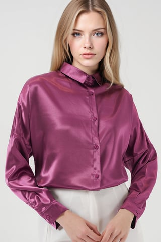 Oversized Satin Button-Front Shirt