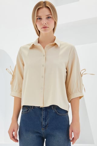 Crop Shirt with Bow