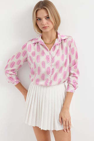 Satin Long Sleeve Button Up Shirt
