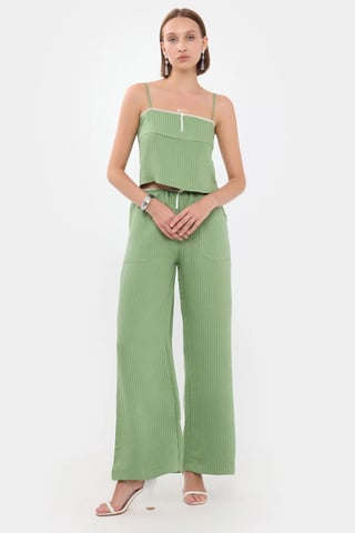 Gestreepte Vierkante Hals Bandtop Cropped