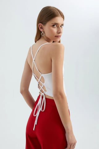 Spaghetti Strap Cami Top with a Back Detail