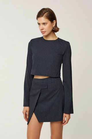 Randig crew neck-blus