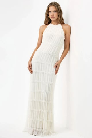 Halter Neck Textured Maxi Dress
