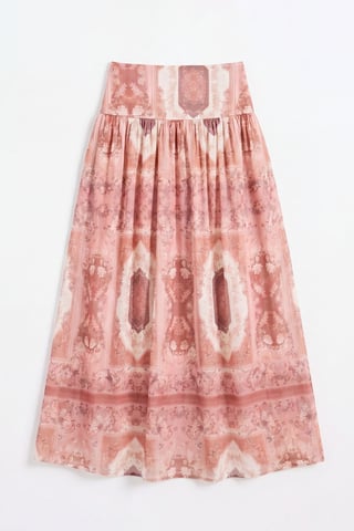 Patterned High Waist Midi Skirt