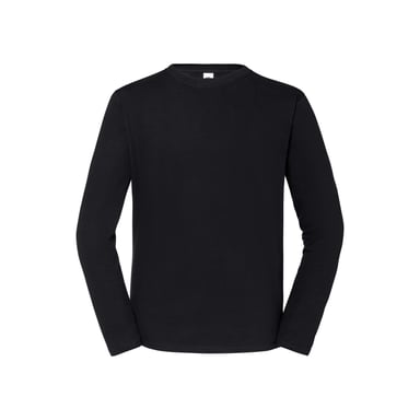 Fruit of the Loom Mens Iconic 195 Premium Ringspun Cotton Long-Sleeved T-Shirt (Black)