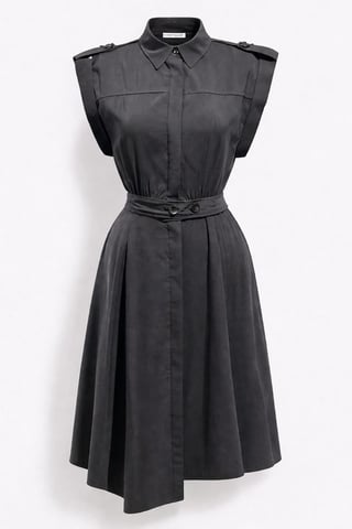 Textured A-Line Midi Shirt Dress with Belt
