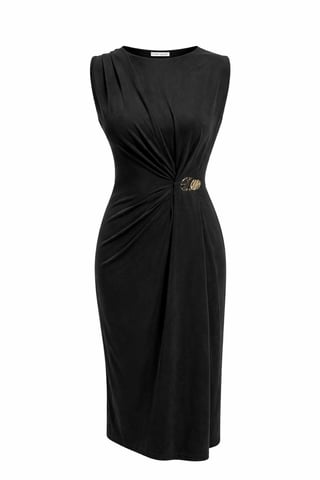 Fitted Midi Dress with Crew Neck