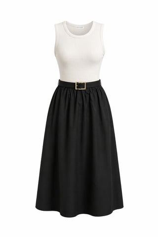A-Line Midi Dress with Belt