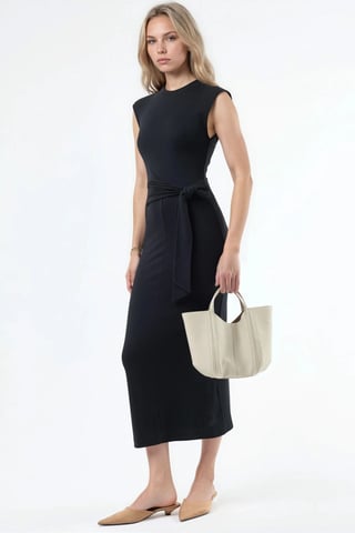 Midi Dress with Tie Detail