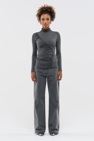 BENU Grey gathered turtleneck blouse