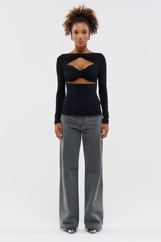 BENU Black cut-out neckline blouse