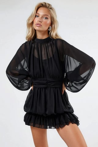 Frilly Turtleneck Mini Dress