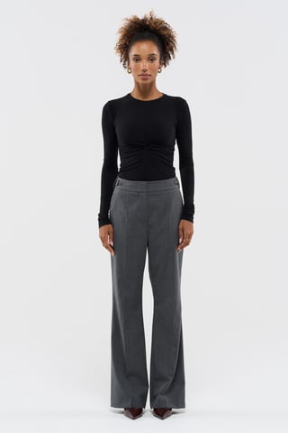 BENU Women's Grey Pants with Double Button Closure
