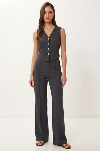 High Waist V-neck Button-Up Wide Leg Co-ord Set