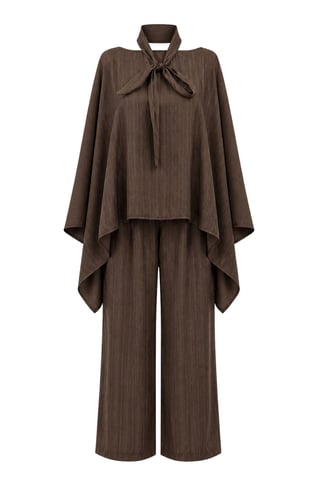 High Waist Cowl Neck Wide Leg Knit Co-ords