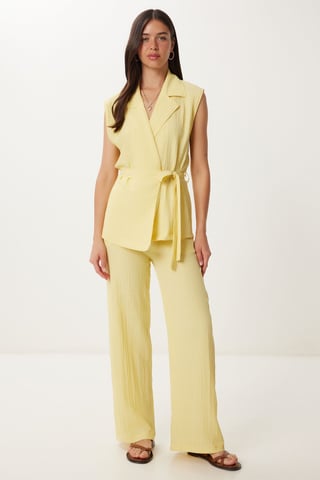 High Waist Two-Piece Set with Shirt Collar and Wide Leg Pants