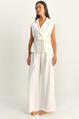 High Waist Wide Leg Co-ord Set with Shawl Collar