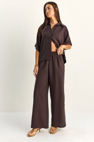 High Waist Wide Leg Two-Piece Co-ord Set with Shirt Collar
