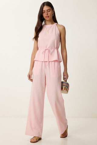High Waist Halter Neck Two-Piece Coordinated Set